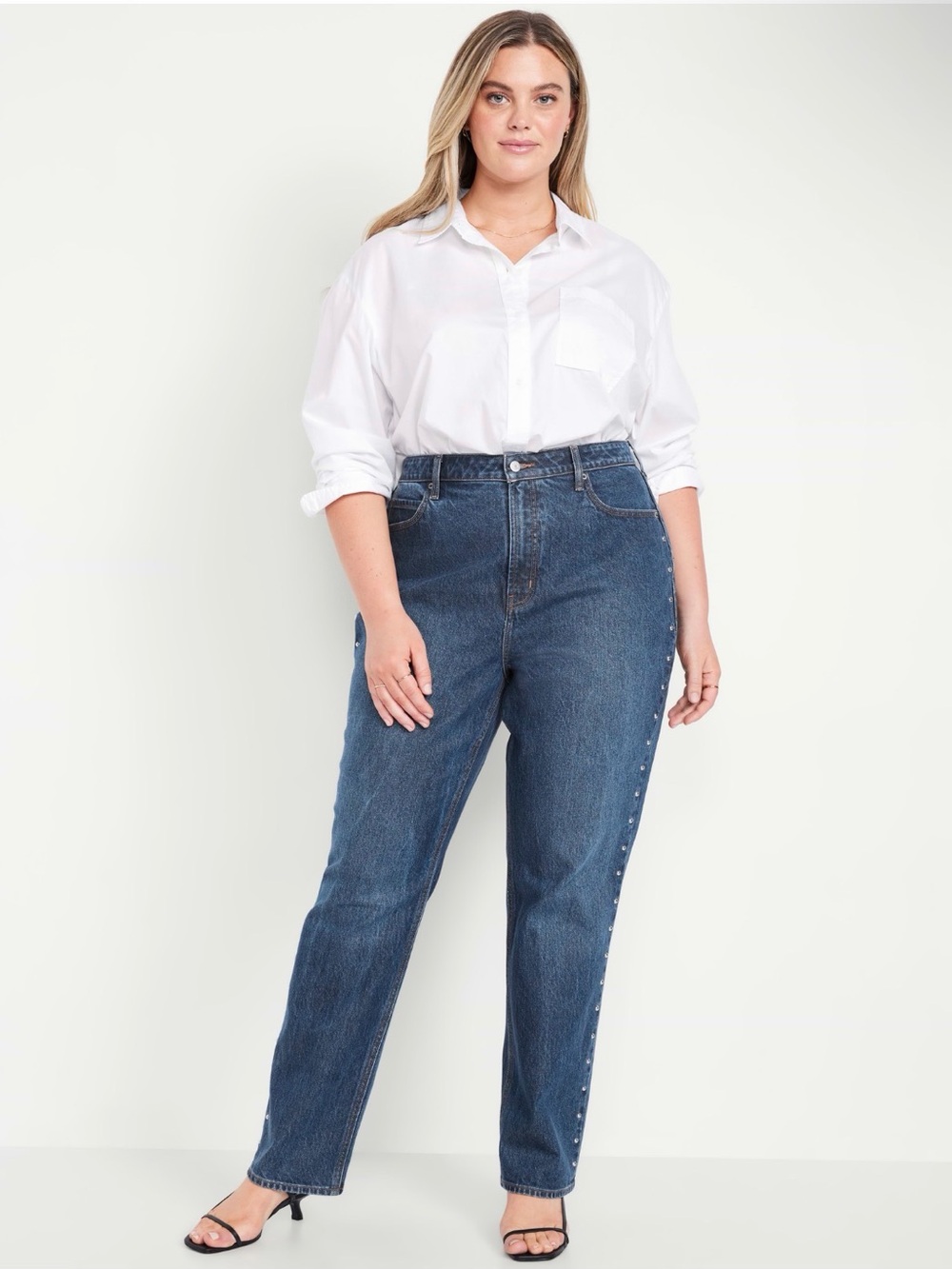 Classic High-Waist Straight Leg Blue Jeans